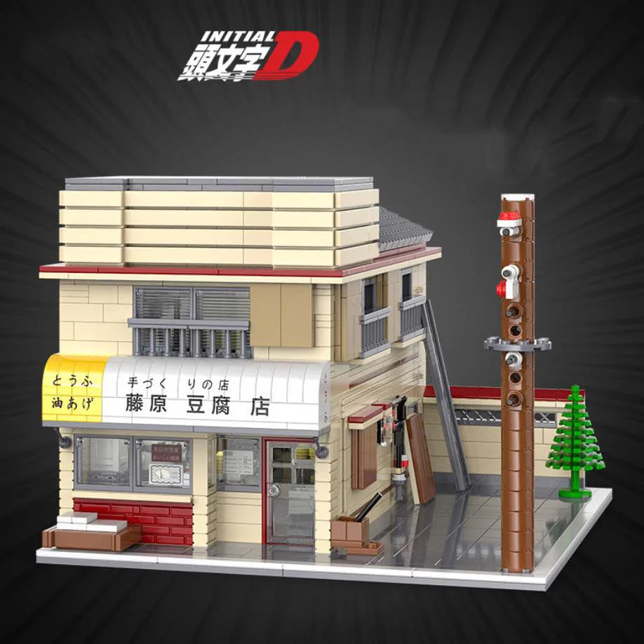 Initial D Anime Build Block 1:24 Scale Scene Architecture City Street View Fujiwara Tofu Store Ae86 Car Model Toys Collection - CADA BRICKS®