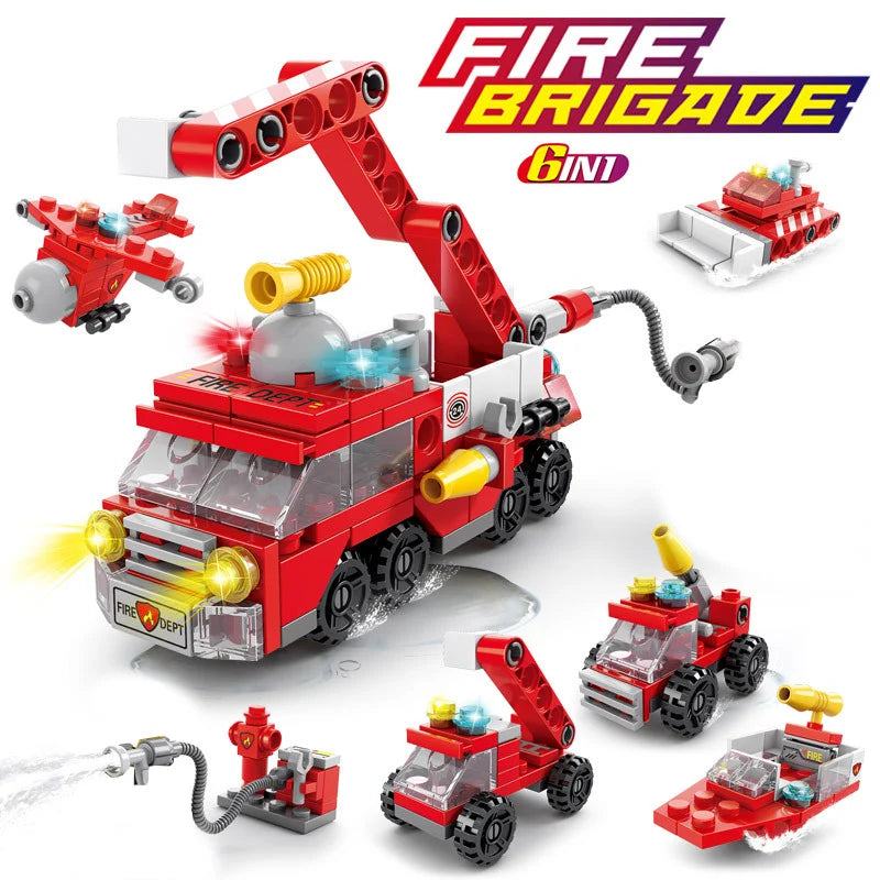 New City Fire Fighting Truck Car Vehicle Police Building block Toys Assemble DIY Children Toys Christmas Gifts
