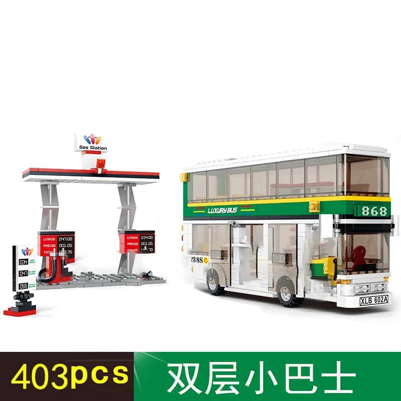 Bus City UK London Building Blocks School Vehicle Friends Wedding Car Traffic Bricks Double Station Girls Gifts Technique Toys - CADA BRICKS®