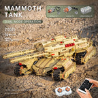 MOULD KING 20011 High-Tech App Remote Control Military Car MOC Mammoths Tank Model Building Bricks Toys For Kids Christmas Gifts