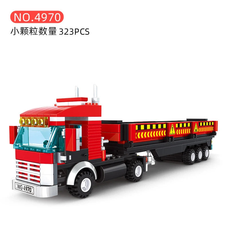 City Truck Vehicle Pickup Heavy Cargo Transport Model Building Blocks Machinery Shop Van Creative Carriage Harvester Car Kid Toy - CADA BRICKS®