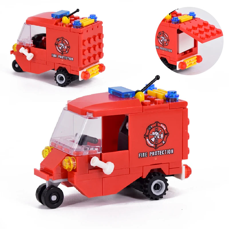 New City Fire Fighting Truck Car Vehicle Police Building block Toys Assemble DIY Children Toys Christmas Gifts
