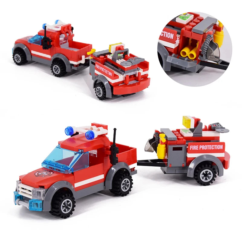 New City Fire Fighting Truck Car Vehicle Police Building block Toys Assemble DIY Children Toys Christmas Gifts