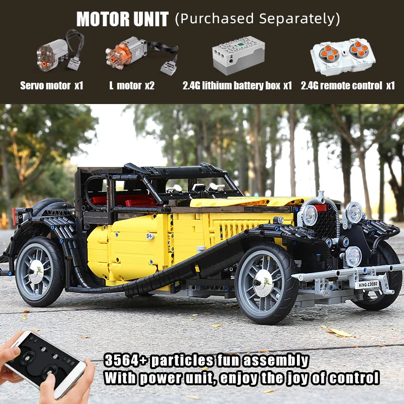 MOULD KING 13080D Technical Car Building Blocks T50 Vintage Car MOC-25153 Bricks Model Educational Toys For Kids Birthday Gifts