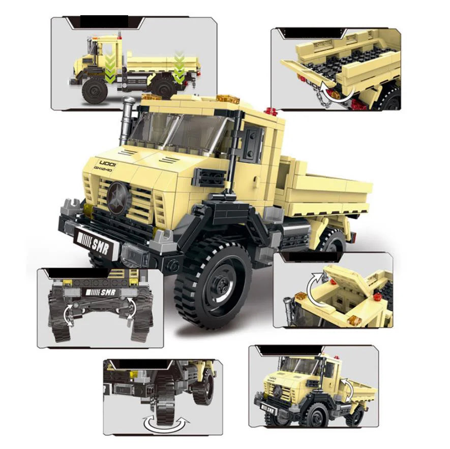 Creative Benz Unimog Orv Super Pickup Truck Moc Byggekloss Terrengkjøretøy Eventyrbil Monteringsmodell Sjåførfigurer Mursteinleke