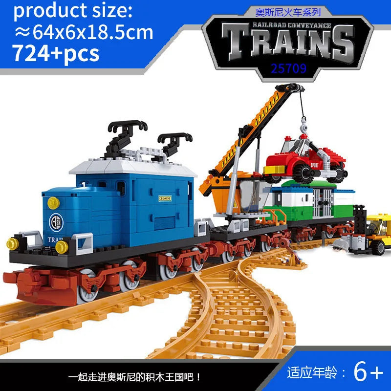 City Train Set Steam Bullet Vehicle Cargo Railway Station Model Building Blocks Brick Tracks Rail No Motor Kits Carriage Kid Toy - CADA BRICKS®