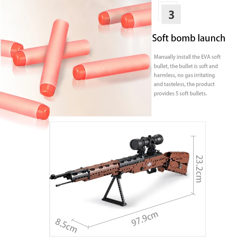 653 Pcs SWAT Military WW2 Weapon 98K Sniper gun sighting telescope Models Building Blocks Compatible GUN Blocks Toys Gifts - CADA BRICKS®
