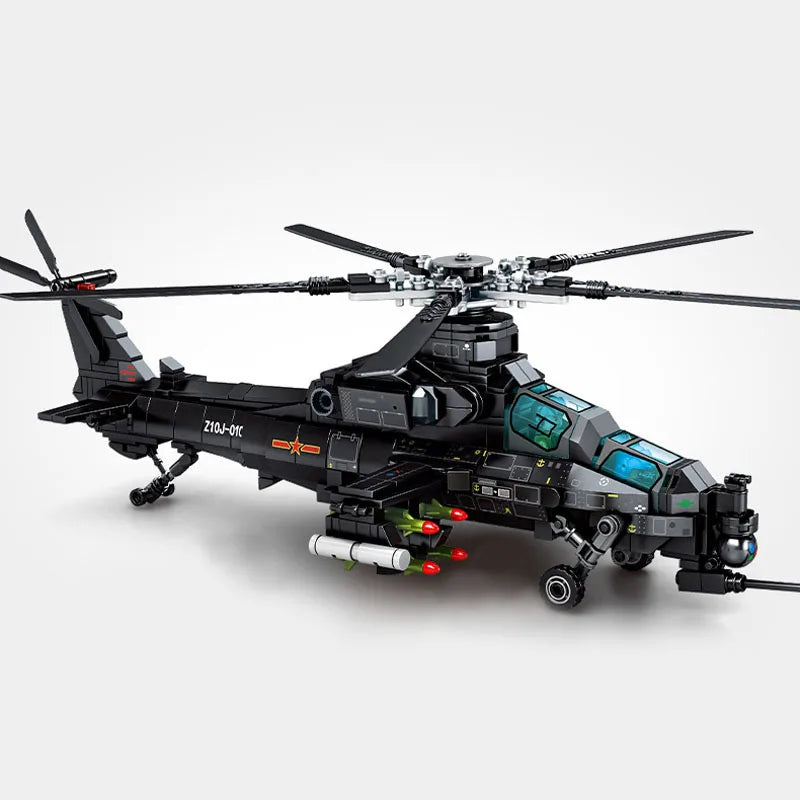 SEMBO 732PCS Military Helicopter Z-10 Model Building Blocks City SWAT Armed Aircraft Gunship Bricks Toys For Boys Birthday Gifts
