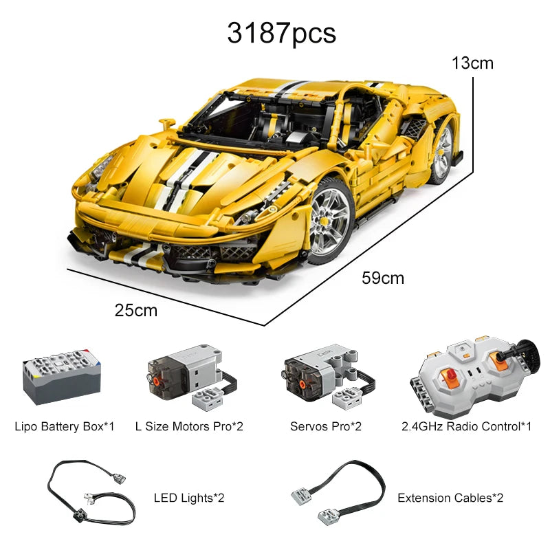 Cada 3187PCS City technical Drift Racing Car Building Blocks Remote Control Super Sports Vehicle Bricks Children Boys Gifts Toys - CADA BRICKS®