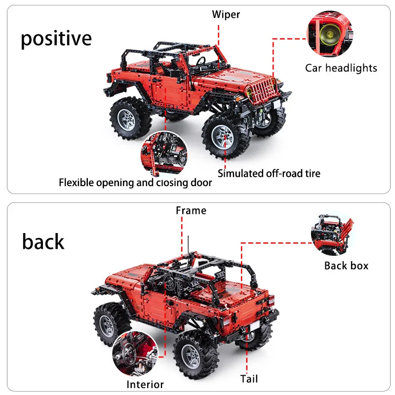 Cada 1941PCS RC 2.4G City Off Road Car Building Blocks Battery Motor Vehicle Bricks Toys for Kids Gift - CADA BRICKS®