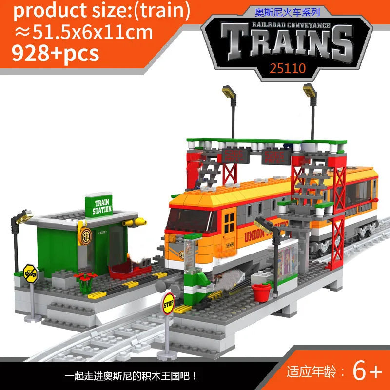 City Train Set Steam Bullet Vehicle Cargo Railway Station Model Building Blocks Brick Tracks Rail No Motor Kits Carriage Kid Toy - CADA BRICKS®