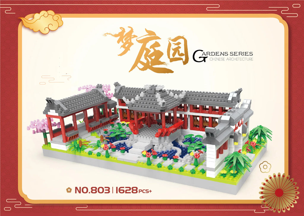 Chinese Hui Style Architecture Micro Diamond Block 3in1 Ancient Courtyard Building Brick Nanobricks Assemble Toys Collection