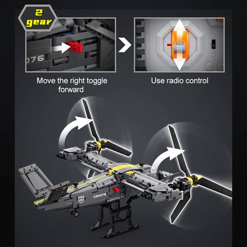 Cada 1424pcs Weapon RC Rotorcraft Fighter Building Blocks City Remote Control Airplane Helicopter Bricks Toys Boys - CADA BRICKS®