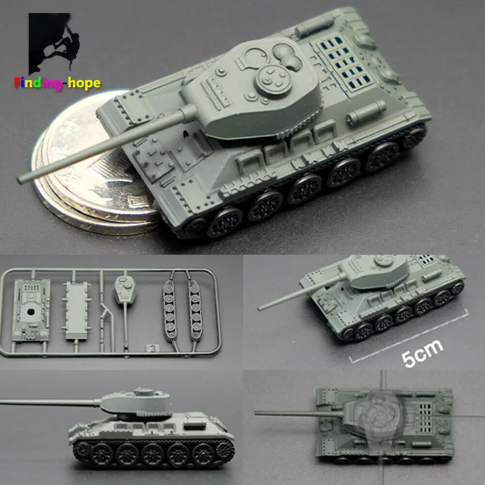 1/144 Schaal 4D Assemble Tank Model Panzerkampfwagen T-34/85 AMX-30MAIN Bouwstenen Tweede Wereldoorlog Militair Leger Gevechtstank