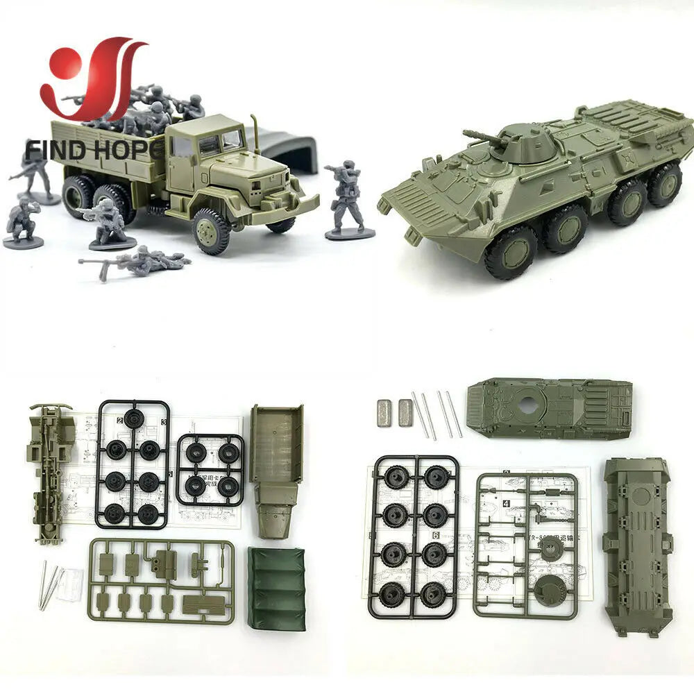 1:72 BTR-80 Armored Carrier M35 Cargo Truck M1046 KFZ.305 BLITZ Building Block Assembling Military Vehicles Model Army