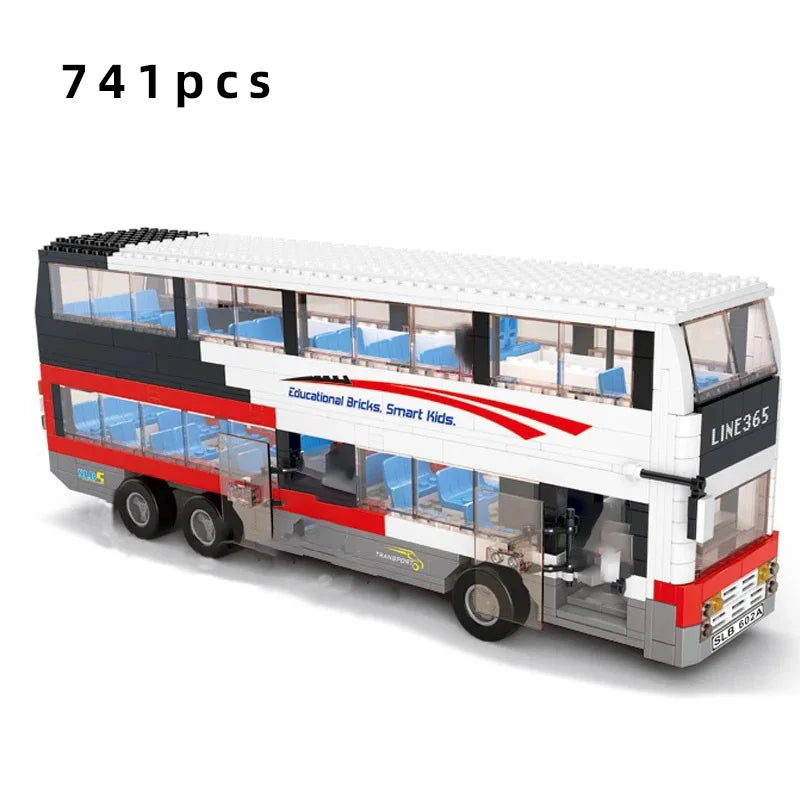 Bus City UK London Building Blocks School Vehicle Friends Wedding Car Traffic Bricks Double Station Girls Gifts Technique Toys - CADA BRICKS®