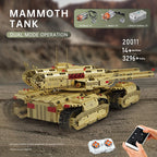 MOULD KING 20011 High-Tech App Remote Control Military Car MOC Mammoths Tank Model Building Bricks Toys For Kids Christmas Gifts