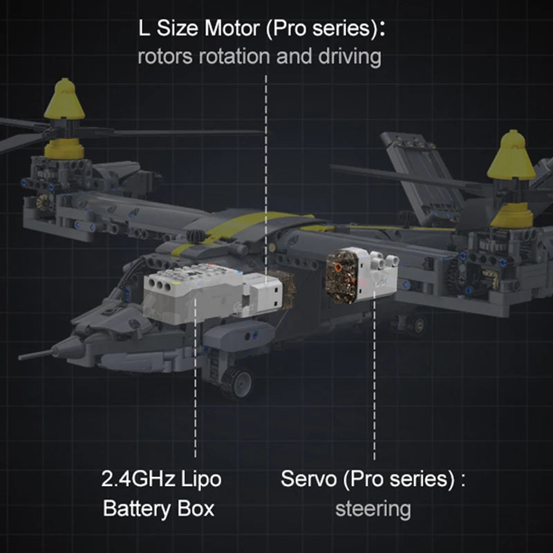 Cada 1424pcs Weapon RC Rotorcraft Fighter Building Blocks City Remote Control Airplane Helicopter Bricks Toys Boys - CADA BRICKS®