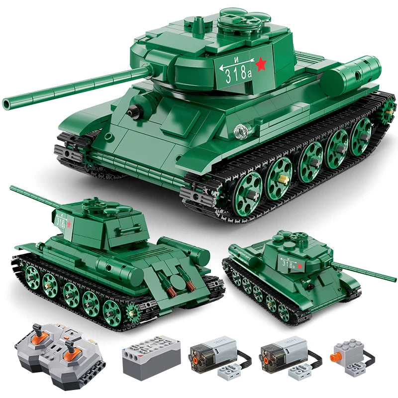 Cada 727Pcs WW2 Remote Control Military T34 Medium Tank Building Blocks Compatible City RC Army Weapon Bricks Toys Boy - CADA BRICKS®