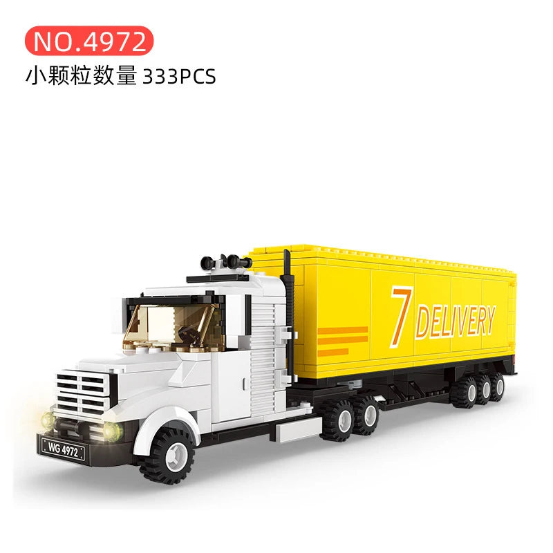 City Truck Vehicle Pickup Heavy Cargo Transport Model Building Blocks Machinery Shop Van Creative Carriage Harvester Car Kid Toy - CADA BRICKS®