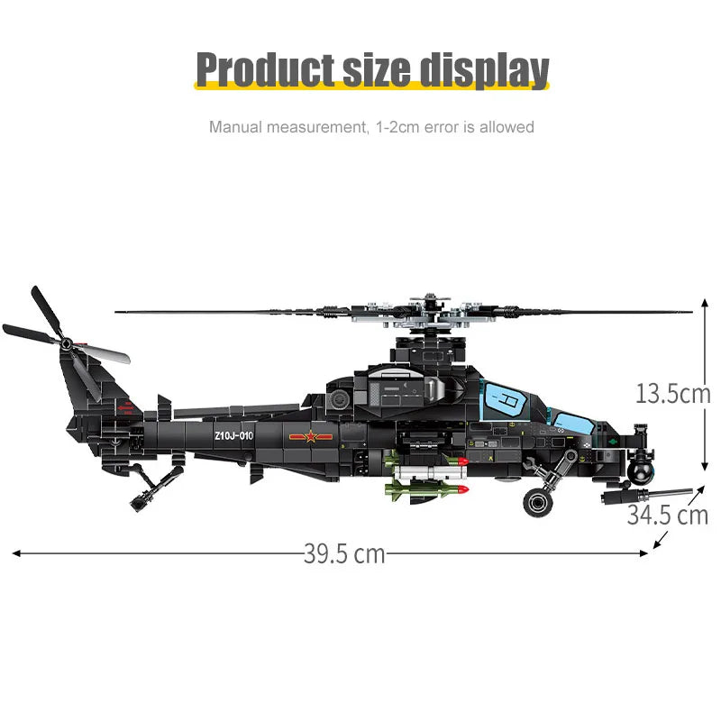 SEMBO 732PCS Military Helicopter Z-10 Model Building Blocks City SWAT Armed Aircraft Gunship Bricks Toys For Boys Birthday Gifts