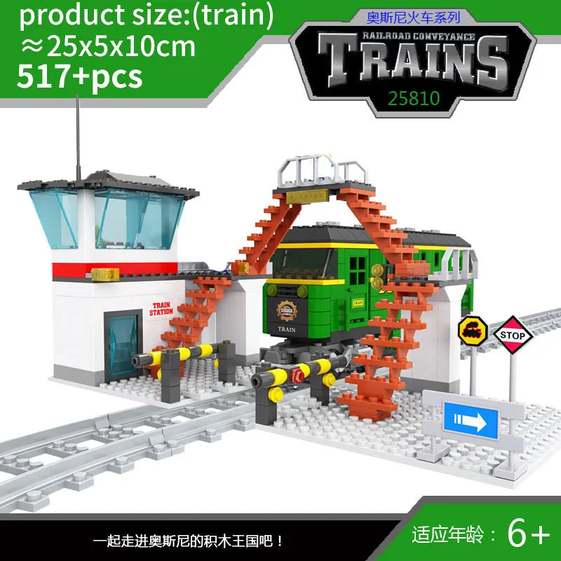 City Train Set Steam Bullet Vehicle Cargo Railway Station Model Building Blocks Brick Tracks Rail No Motor Kits Carriage Kid Toy - CADA BRICKS®