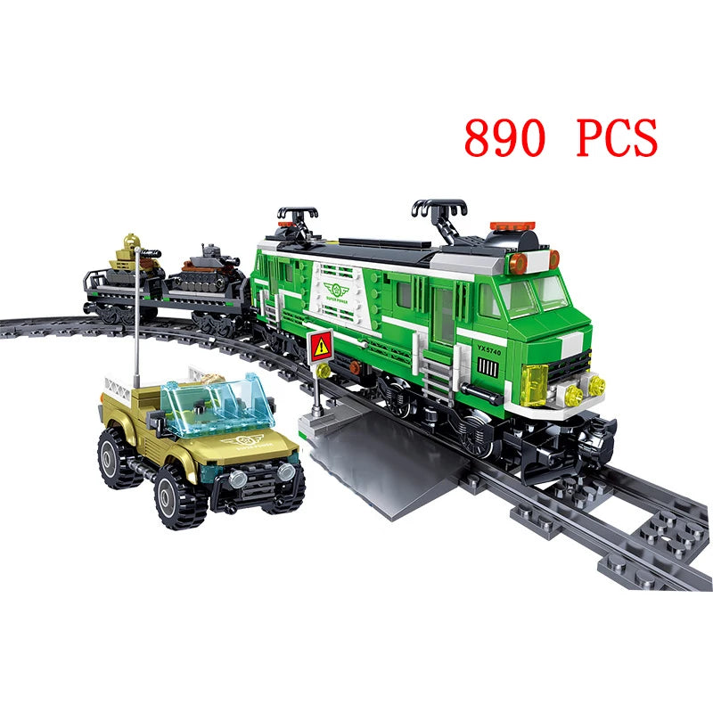 City Train Set Steam Bullet Vehicle Cargo Railway Station Model Building Blocks Brick Tracks Rail No Motor Kits Carriage Kid Toy - CADA BRICKS®