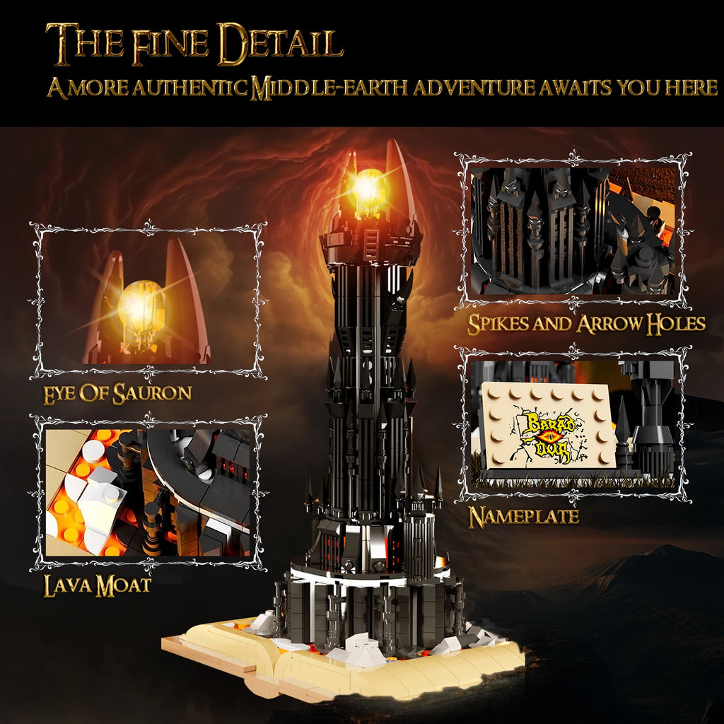 966PCS Black Tower Magic Book Building Blocks Dark Magic Castle Model Assembly Bricks With Lights Kid Toys Christmas Gifts - CADA BRICKS®