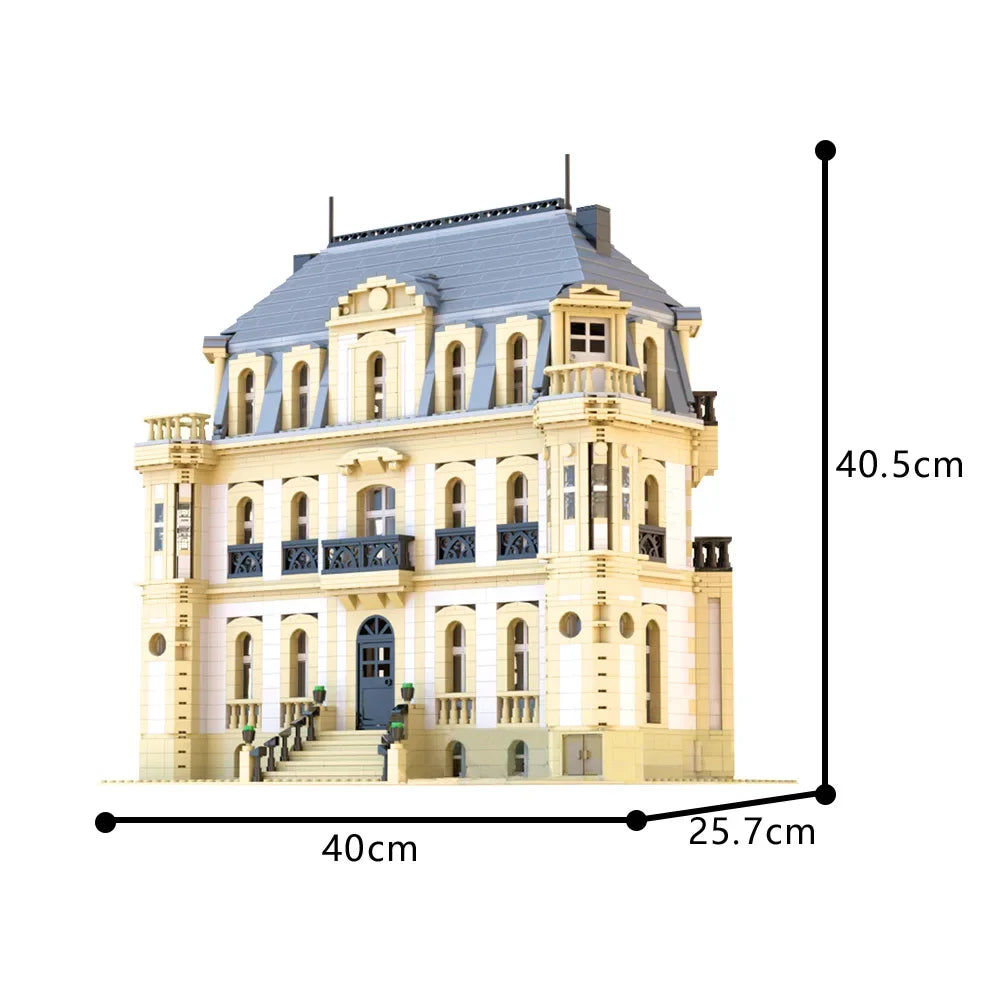 MOC Classic Architecture Chateau Bugatti Molsheim Building Blocks Model Fantasys IX Alexandria Castle Bricks Toy for kids Gift