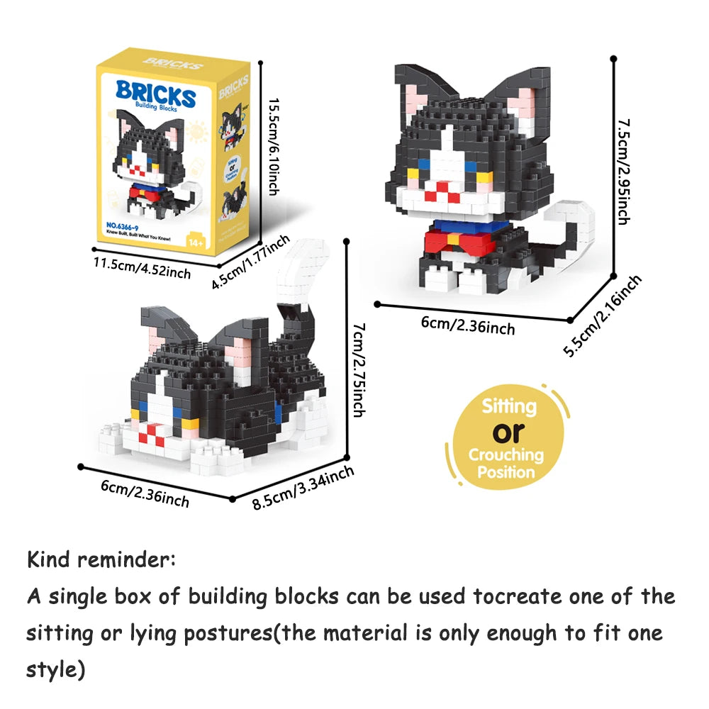 Dual Form Cat Shape Pet Series Model Micro Mini Building Blocks Toys Pocket-Sized Cuteness Pet Cat Display Decor Good For Girls - CADA BRICKS®