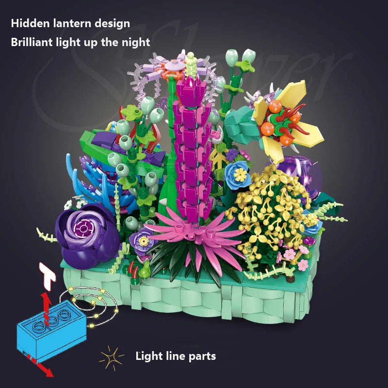 Idea Botanische Tuin Pandora Bloem Potplant Boeket met Licht Bouwsteen Set Speelgoed voor Meisjes Cadeaus of Huisdecoratie