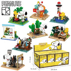 Genuine Snoopy Building Blocks Multi-faceted Life Puzzle Box Cartoon Plastic Building Blocks Trendy Scene Coffee Shop Toys Gift