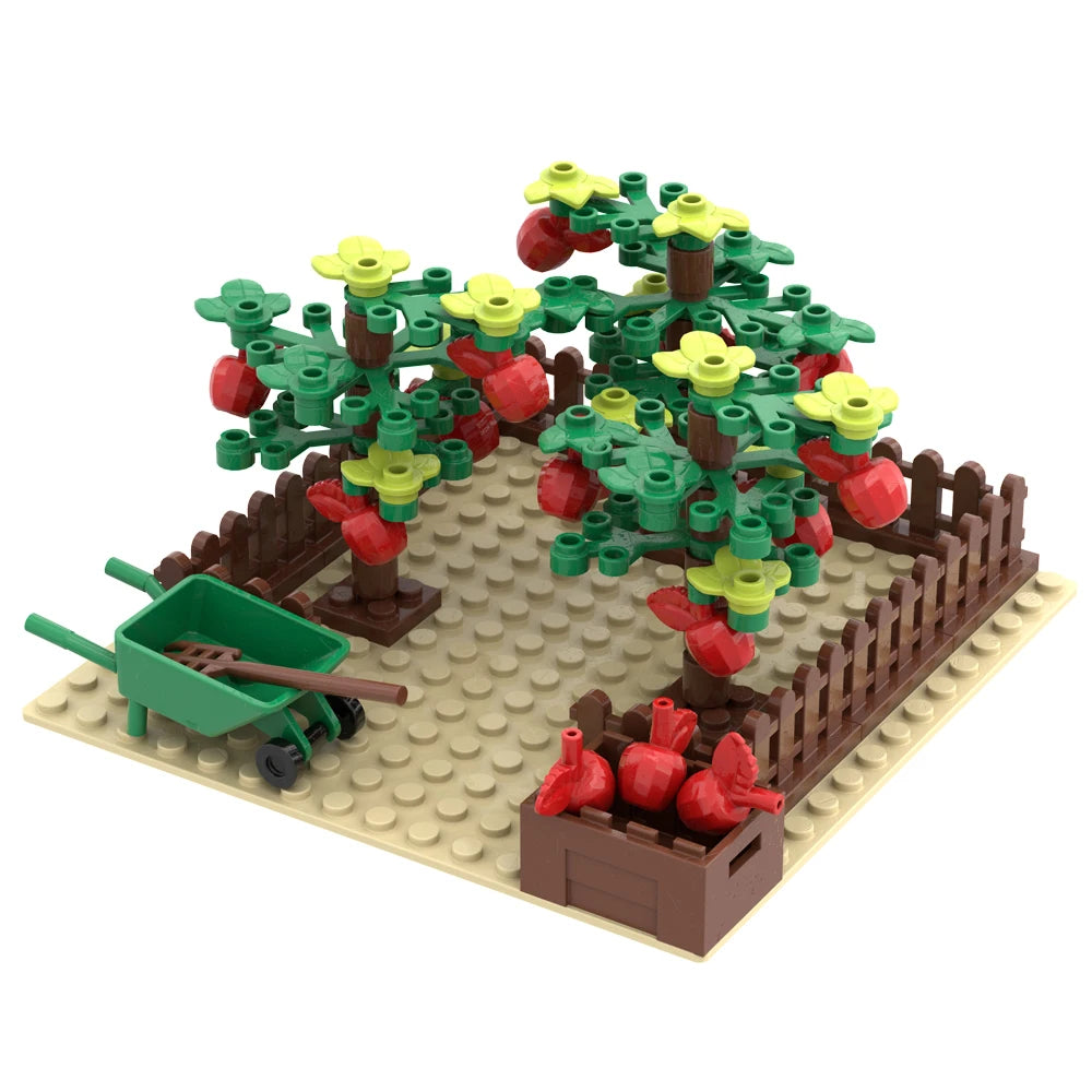 MOC Farm and Ranch Decoration Model Zoo Botanical Garden Building Blocks DIY Bricks Rural Landscape Animal and Vegetable Scenes