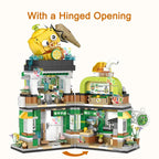 Mini City Japanese Street View Modular Villa Retro Lemon Tea Shop Store Friends House MOC Architectur Building Block Set for Kid
