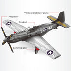 Military USA P-51 Mustang Fighter Jets Model Building Blocks Technical Aircraft Airplane MOC Weapons Bricks Toys for Adult Gifts