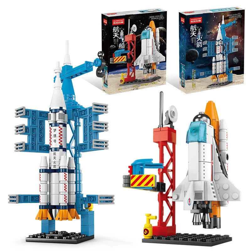 107 Piece DIY Building Blocks Space Rocket Craft Launch Center Base Puzzle Model Assembling Bricks Small Set Education Boys Toy - CADA BRICKS®