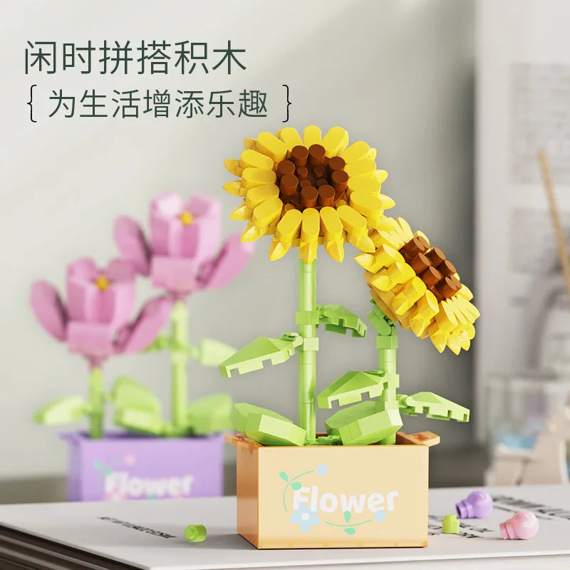 Bouquet Flower Mini Diy Building Block Toys for Children Bricks Blocks for Adults Constructor Micro Bricks Construction Set Gift - CADA BRICKS®