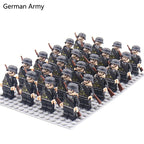 24pcs WW2 Military Army Soldier Soviet US UK German France Building Blocks Set Model Bricks Action Figures Weapon Toys Kids Gift - CADA BRICKS®