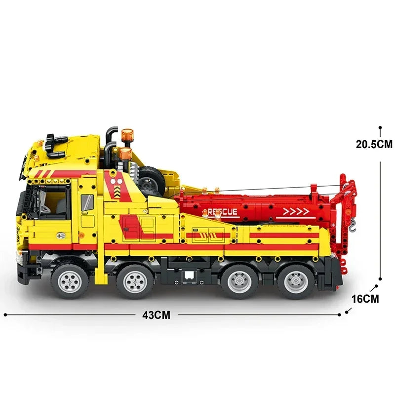1910PCS Wrecker TECHNICAL RC Car Building Blocks Rescue Truck STEM Engineering Remote Control Car Model Bricks Kids Toys Gifts