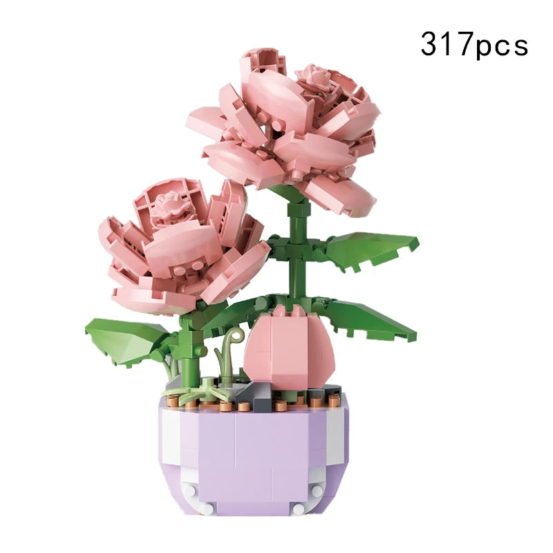 Building Block Rose 13 Styles Pretty Flower Building Blocks Rose Valentine's Lavender Peac ...