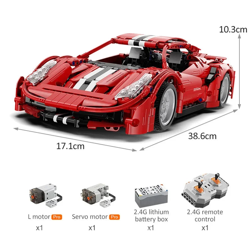 Cada 1126 PCS CITY Compatible RC Car Building Blocks Technical STEM Remote Control Toys Gift Red Supercar Bricks For Children
