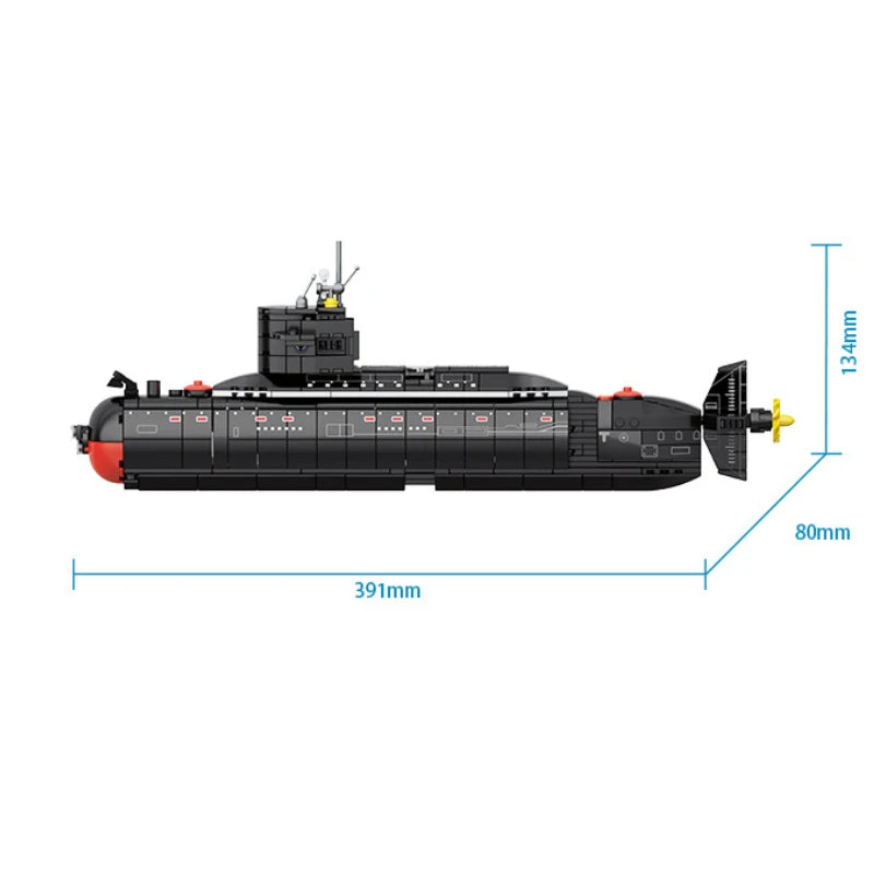 Military The Type 094 Strategic Nuclear Submarine Building Blocks Kit Classic Naval Vessels Ship War Boat Bricks Model Kids Toys - CADA BRICKS®