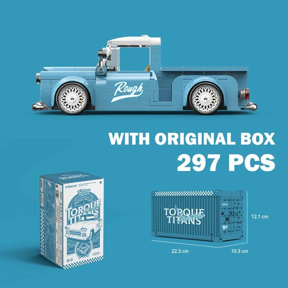 MOC City Car Retro Pickup Truck Building Blocks Speed Champion Racer Vehicle with Display Box Bricks Garage Toy Kids Adults Gift