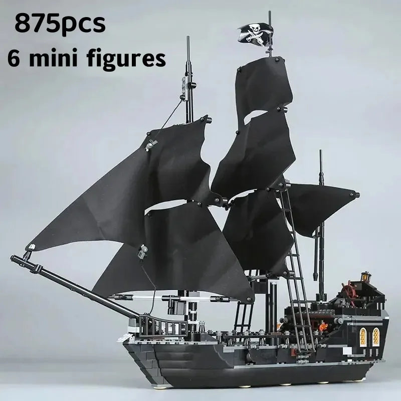 Pirates Of The Caribbean Ship Queen's Revenge Warship Black Pearl Sailboat Building Block Bricks MOC 4195 Assembly Toys Kid Gift