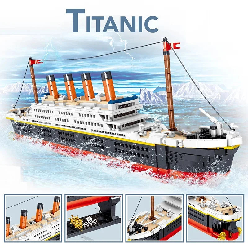 1860/1288pcs Titanic Cruise Ship Model Blocks Ship Building Blocks Gift for Kids Children Home Office Ornaments Fast Shipping