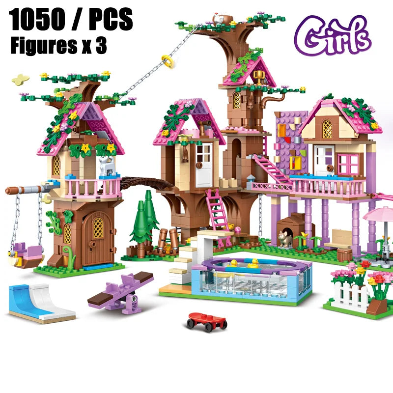 Girls Friendship Tree House Building Blocks Villa Castle Model Girl's Figure Doll Toy Wholesale And Retail Compatible Brick Gift