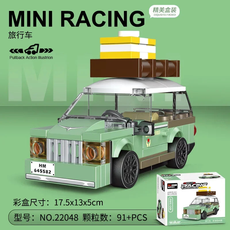 DIY Racing Car Bus Engineering Vehicle Ambulance Pull Back Model Building Blocks Brick Toys Children Boys Compatible With Lego