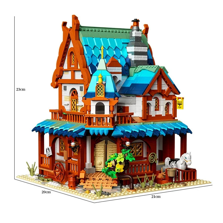 KNEW BUILT Huge New Swan Stone Castle Micro Mini Bricks for Adults Huge Assemble Architecture Toys Kits Diamond Build Blocks