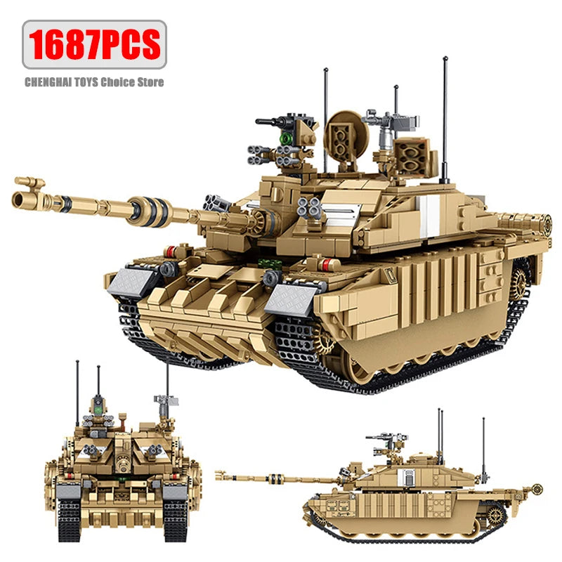 WW2 Military Merkava MK4 Main Battle Tank Series Building Blocks Bricks Model MOC Army Weapon Soldier Sets Kids Toys Boys Gifts