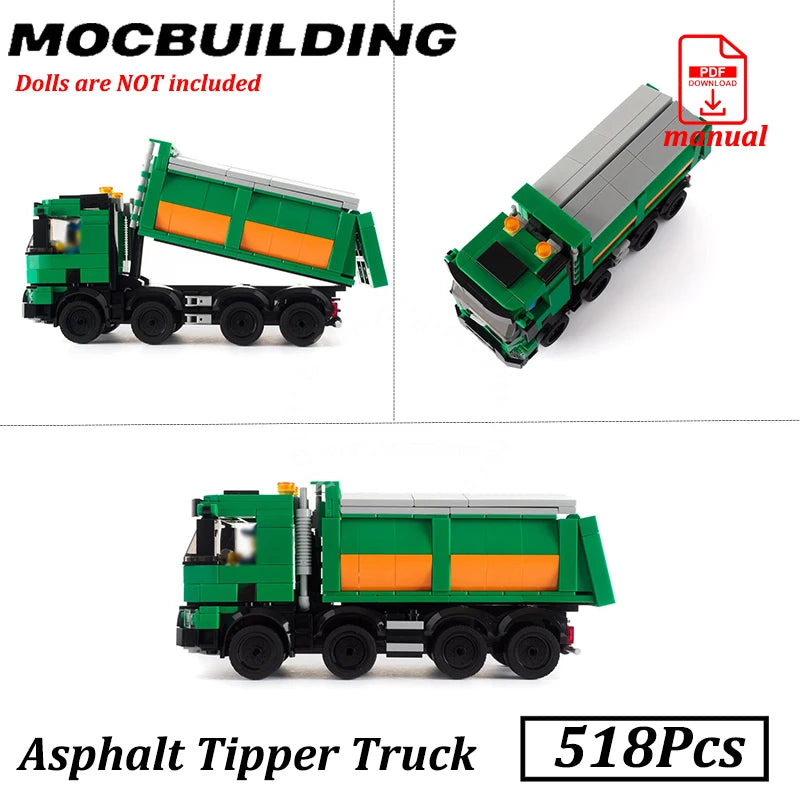 City Road Maintenance Tipper Truck Paver Compactor Heavy Crane MOC Building Block Brick Construction Toy